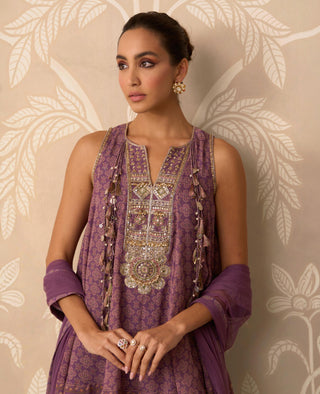 Gharara Set for Indian Wedding – Purple Kurti with Gharara by Ridhi Mehra
