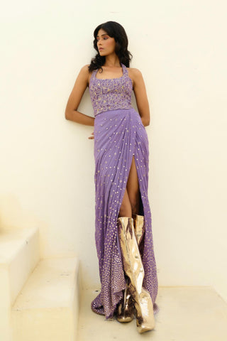 Slit Skirt Traditional Wear - Purple Zia Slit Skirt by Chamee & Palak