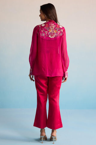 Pink bahaar embroidered co-ord set