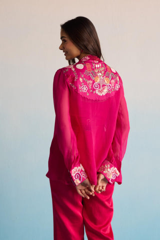 Pink bahaar embroidered co-ord set