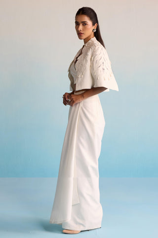 Ivory bahaar indora cape and skirt set