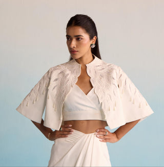 Ivory bahaar indora cape and skirt set
