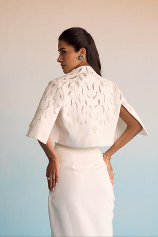 Ivory bahaar indora cape and skirt set