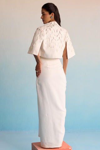 Ivory bahaar indora cape and skirt set