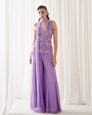 Sharara Set Tailored Wear - Purple Fitted Sharara by Sanya Gulati