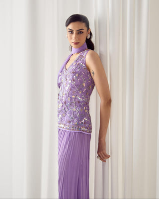 Sharara Set Tailored Wear - Purple Fitted Sharara by Sanya Gulati