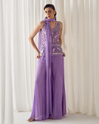 Sharara Set Tailored Wear - Purple Fitted Sharara by Sanya Gulati