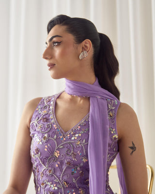Sharara Set Tailored Wear - Purple Fitted Sharara by Sanya Gulati