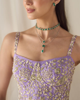 Pant Set Fusion Wear - Purple Corset Pant Set by Sanya Gulati