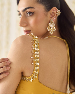 Lehenga Set Contemporary Wear - Yellow Peplum Set by Sanya Gulati