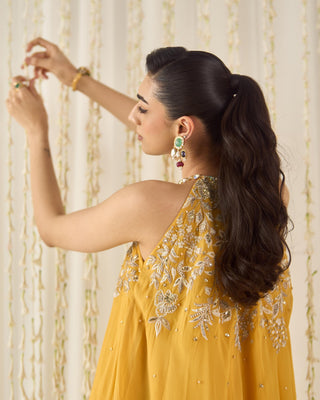 Sharara Set Tiered Wear - Yellow Sharara by Sanya Gulati