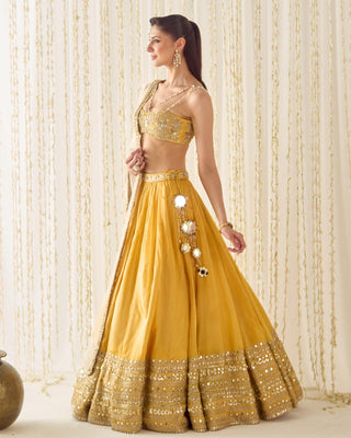 Lehenga Set Vibrant Festive Wear - Yellow Lehenga by Sanya Gulati