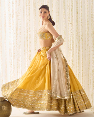 Lehenga Set Vibrant Festive Wear - Yellow Lehenga by Sanya Gulati