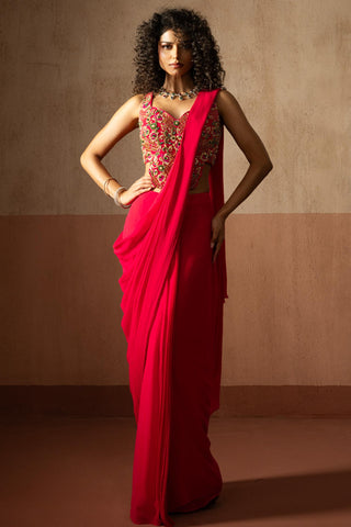 Saree with corset blouse for Indian Wedding – Pink Heer by Quench A Thirst