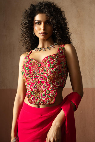 Saree with corset blouse for Indian Wedding – Pink Heer by Quench A Thirst