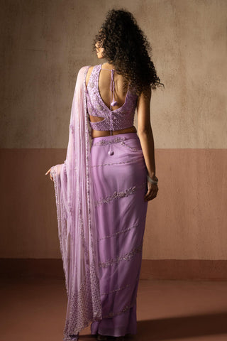 Drape saree for Indian Wedding – Lavender Heer by Quench A Thirst