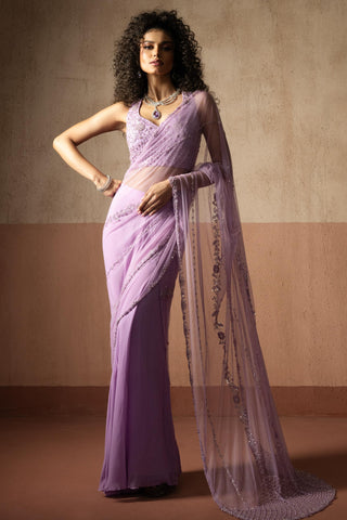 Drape saree for Indian Wedding – Lavender Heer by Quench A Thirst