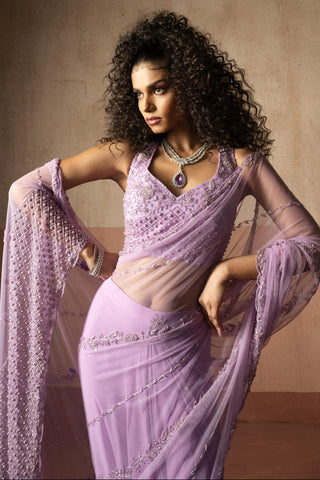 Drape saree for Indian Wedding – Lavender Heer by Quench A Thirst