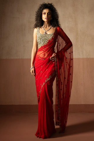 Drape saree for Indian Wedding – Red Heer by Quench A Thirst
