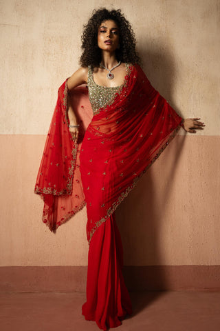 Drape saree for Indian Wedding – Red Heer by Quench A Thirst