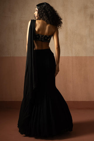 Fishtail drape saree for Contemporary Wear – Black Heer by Quench A Thirst