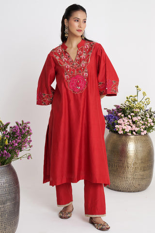 Red tanabana kurta set