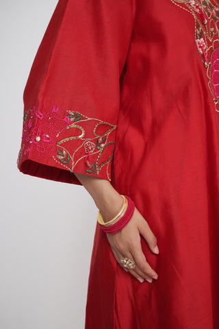 Red tanabana kurta set