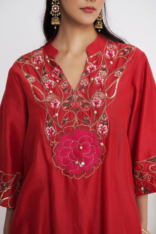 Red tanabana kurta set