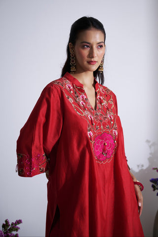 Red tanabana kurta set