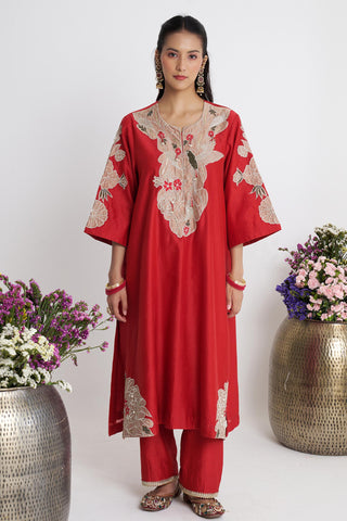 Red bootedaar kurta set