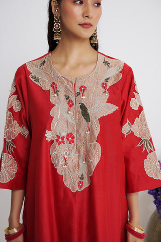 Red bootedaar kurta set
