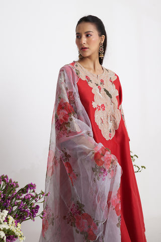 Red bootedaar kurta set