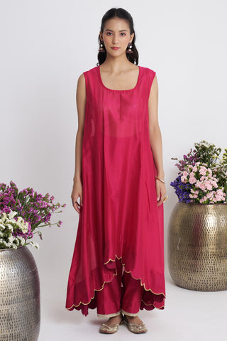 Pink nakshi double-layered kurta set