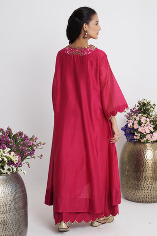Pink nakshi double-layered kurta set