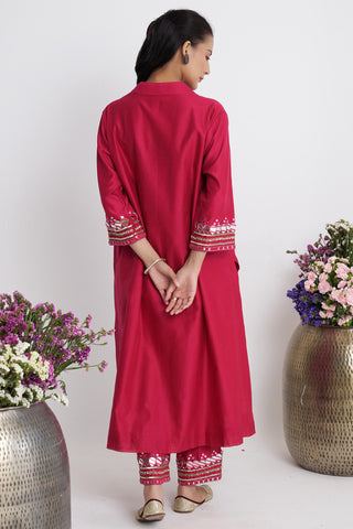 Pink resham roshni kurta set