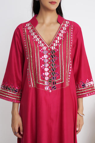 Pink resham roshni kurta set