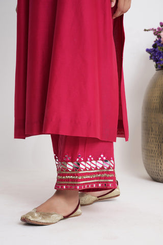 Pink resham roshni kurta set