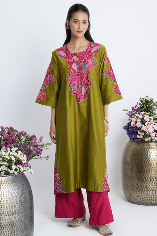 Green hara bootedaar kurta set