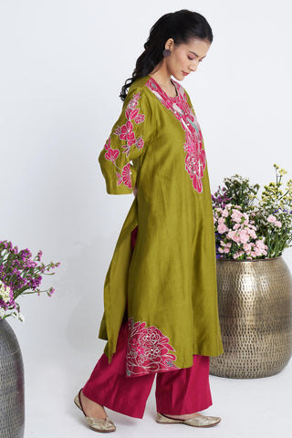 Green hara bootedaar kurta set