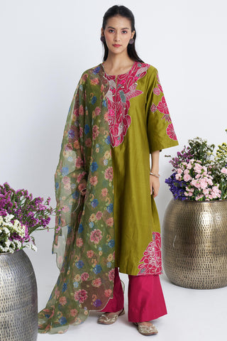 Green hara bootedaar kurta set