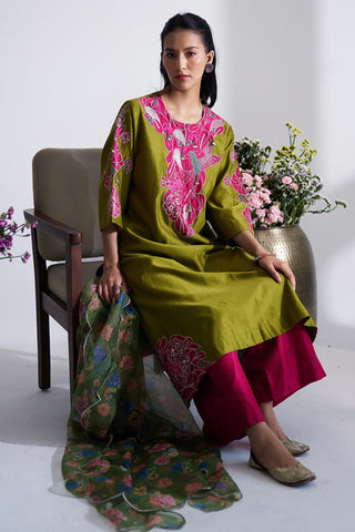 Green hara bootedaar kurta set