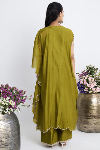 Green leher kaftaan set