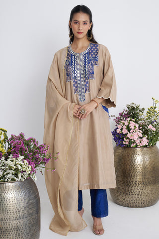 Beige chaand baresham kurta set