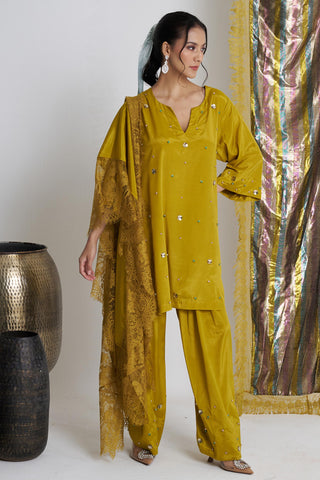 Yellow sarson softy farshi salwar suit set