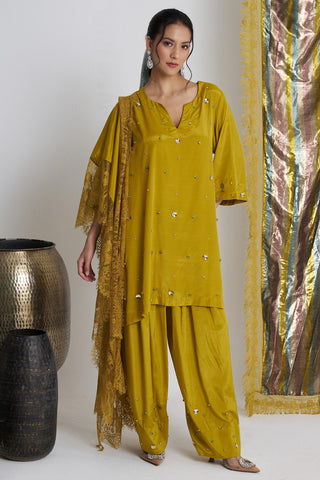 Yellow sarson softy farshi salwar suit set