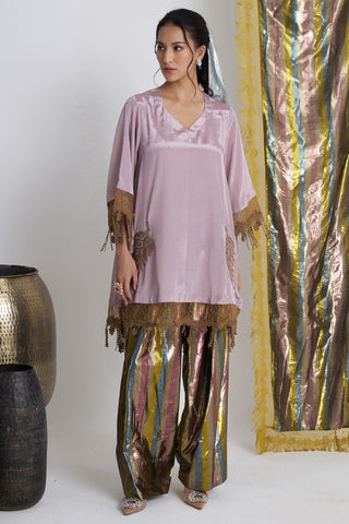 Purple cham farshi salwar suit set