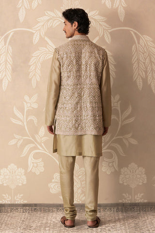 Green Bandi Set for Indian Wedding – Green Nehru Jacket with Kurta by Ridhi Mehra