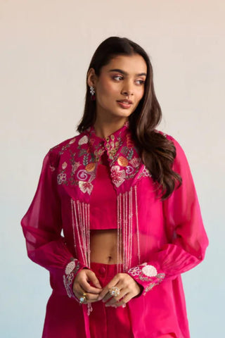 Pink bahaar embroidered co-ord set