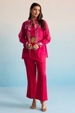 Pink bahaar embroidered co-ord set