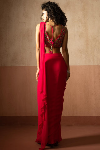 Saree with corset blouse for Indian Wedding – Pink Heer by Quench A Thirst